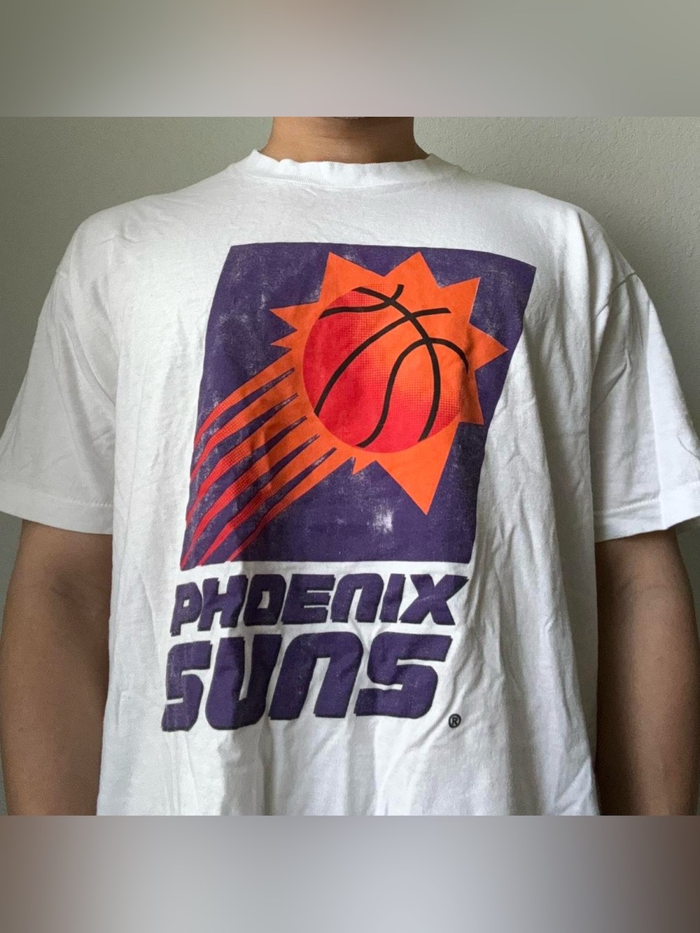 Vintage 1990s NBA Phoenix Suns Graphics White Single Stitched Tee Shirt